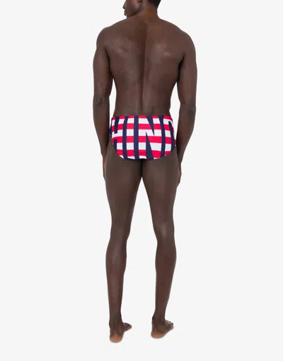 Moschino Swim Slip Striped Lettering Logo In Multi
