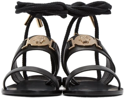 Shop Versace Black Leather Medusa Sandals