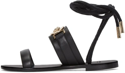 Shop Versace Black Leather Medusa Sandals