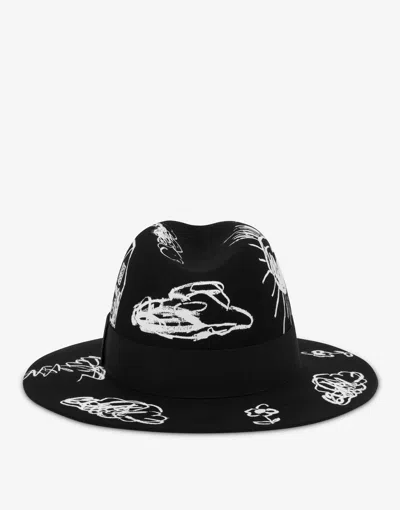 Moschino Wool Hat Drawings In Black