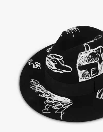 Moschino Wool Hat Drawings In Black