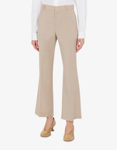 Moschino Wool Canvas Trousers In Neutral