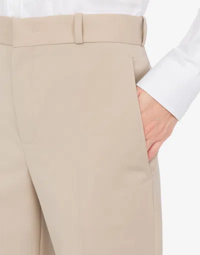 Moschino Wool Canvas Trousers In Neutral