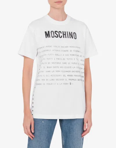 Moschino White Cotton T-shirt With Logo In Multi