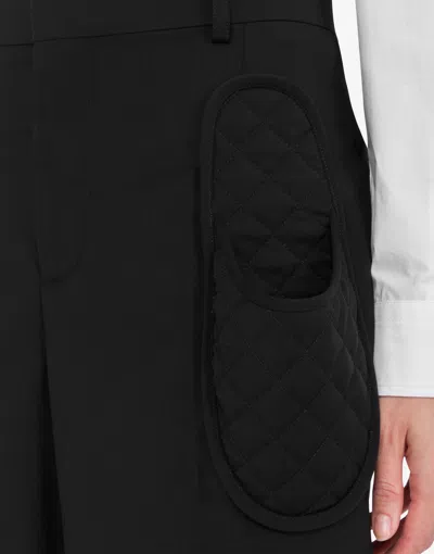 Moschino Wool Canvas Trousers Slippers In Black