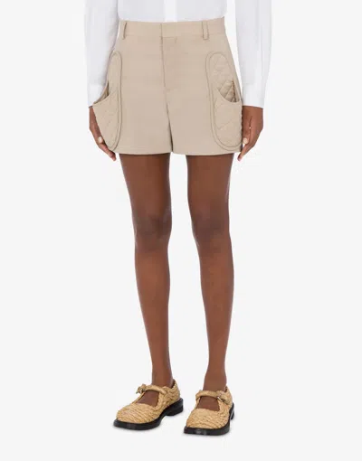 Moschino Wool Canvas Shorts Slippers In Multi