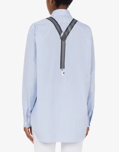 Moschino Striped Pattern Long Sleeves With Detachable Suspenders In Blue