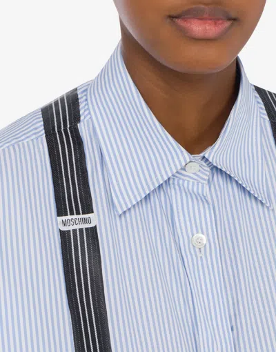 Moschino Striped Pattern Long Sleeves With Detachable Suspenders In Blue