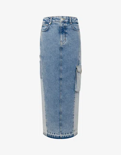 Moschino Long Denim Skirt In Blue