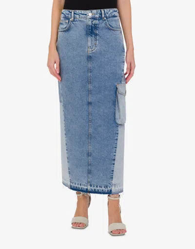 Moschino Long Denim Skirt In Blue