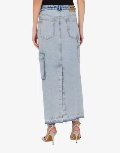 Moschino Long Denim Skirt In Blue
