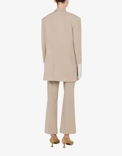 Moschino Wool Canvas Jacket With Cuff Details In Multi