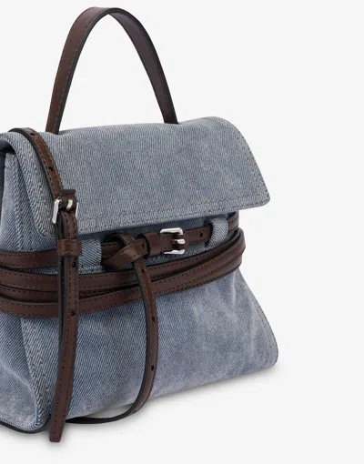 Moschino Top Handle Shoulder Bag With Detachable Belt In Blue