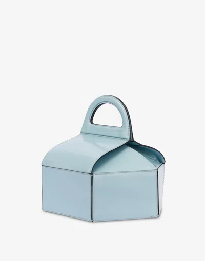 Moschino Cake Box Top Handle Leather Handbag In Blue