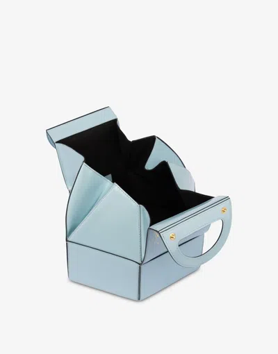 Moschino Cake Box Top Handle Leather Handbag In Blue