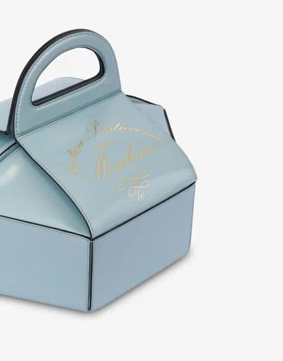 Moschino Cake Box Top Handle Leather Handbag In Blue