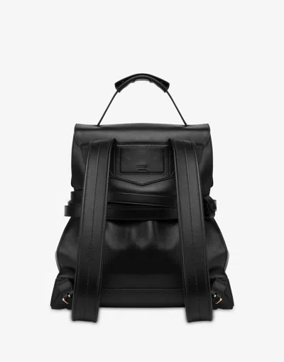 Moschino Flap Backpack With Adjustable Straps And Top Handle In Black