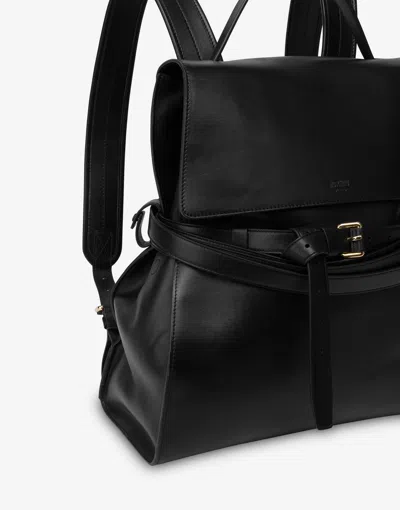 Moschino Flap Backpack With Adjustable Straps And Top Handle In Black