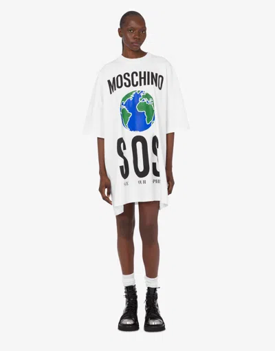 Moschino Cotton Interlock Dress In White