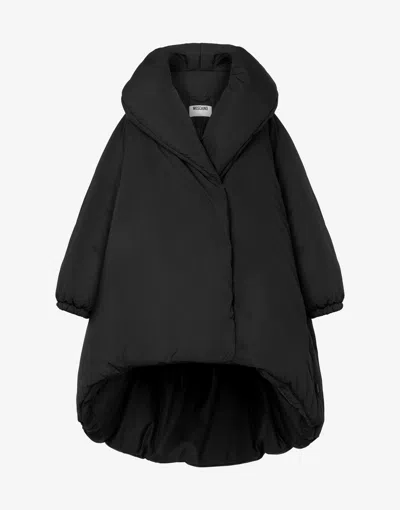 Moschino Asymmetrical High Collar Relaxed Sleeves Coat In Black