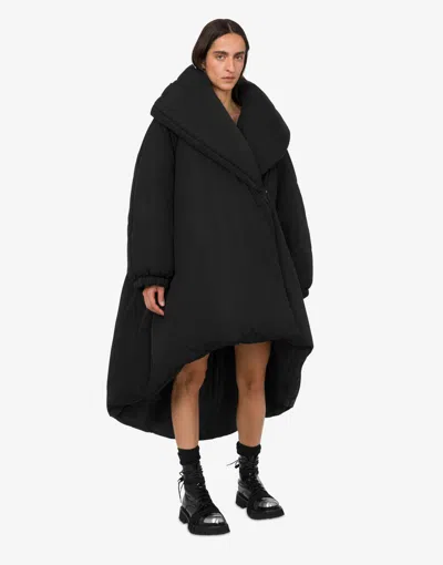 Moschino Asymmetrical High Collar Relaxed Sleeves Coat In Black
