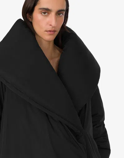 Moschino Asymmetrical High Collar Relaxed Sleeves Coat In Black