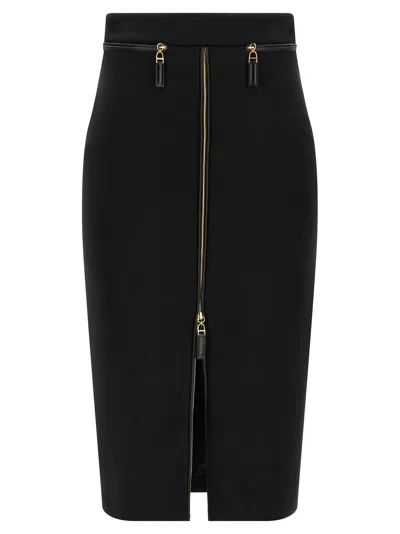 Elisabetta Franchi Lightweight Crepe Skirt With Black Zip