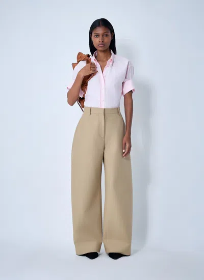 Acne Studios Cotton Satin Wide-leg Pants In Brown