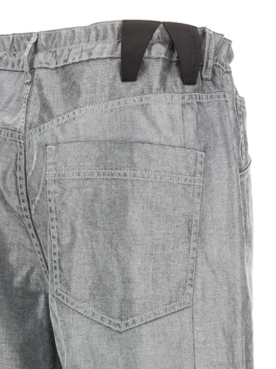 Darkpark Wide Leg Drawstring Waist Jeans With Pockets In Gray