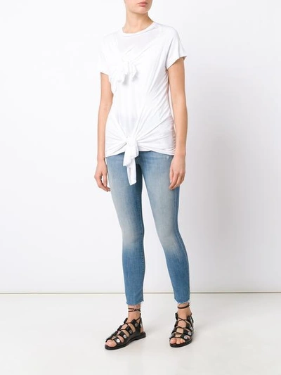 Shop Mother Ungesäumte Skinny-jeans In Blue