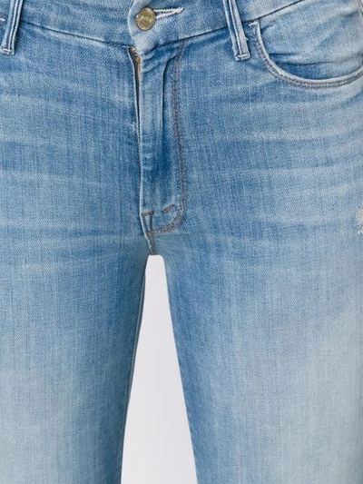 Shop Mother Ungesäumte Skinny-jeans In Blue