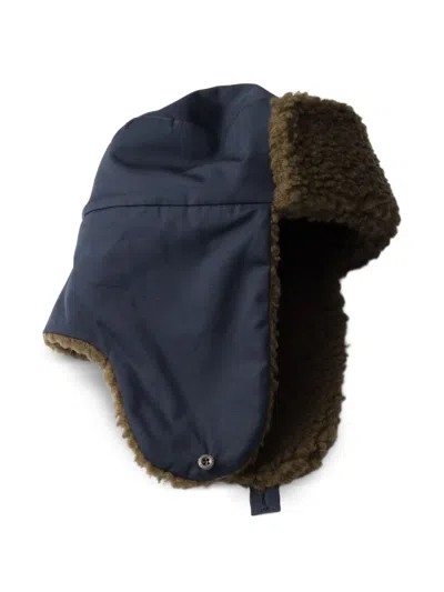 Prada Poplin Trapper Hat With Fleece Lining In Black