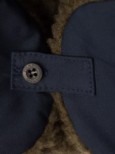 Prada Poplin Trapper Hat With Fleece Lining In Black