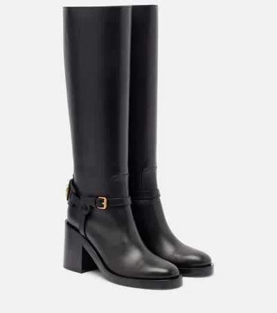 Valentino Garavani Vlogo Signature 80 Embellished Leather Knee Boots In Black