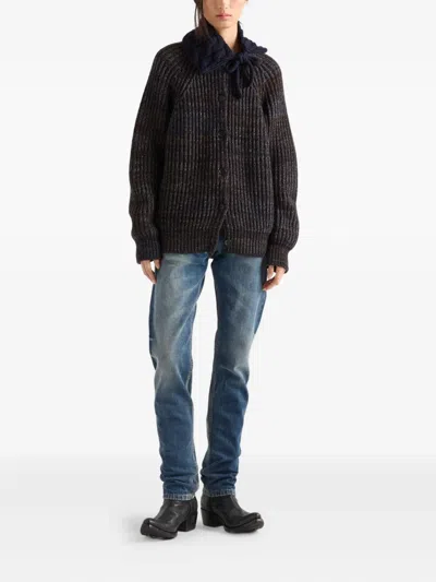 Prada Distressed Low-rise Straight Jeans In Blue