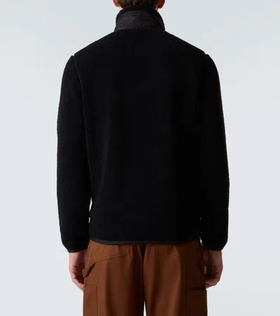 Moncler Teddy-effect Fleece Sweatshirt With Zip And Pocket In Black