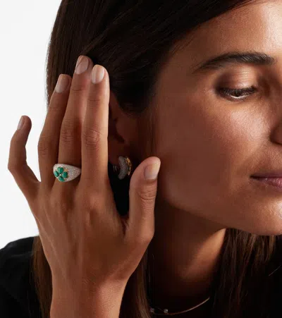 Yvonne Léon 9kt Gold Ring With Diamonds And Malachite In Multi