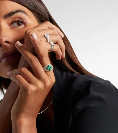 Yvonne Léon 9kt Gold Ring With Diamonds And Malachite In Multi