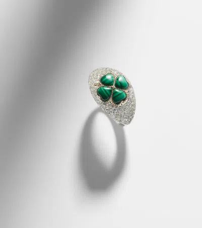 Yvonne Léon 9kt Gold Ring With Diamonds And Malachite In Multi
