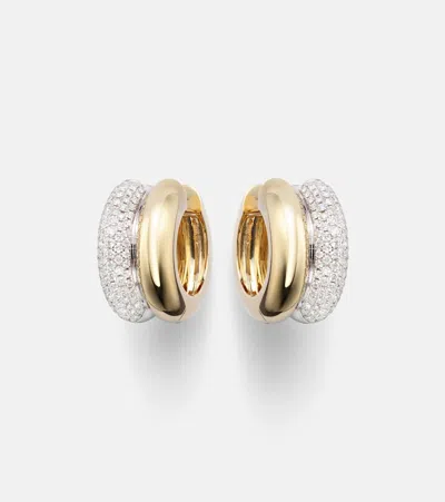 Yvonne Léon 9kt White And Yellow Gold Hoop Earrings With Diamonds In Multi