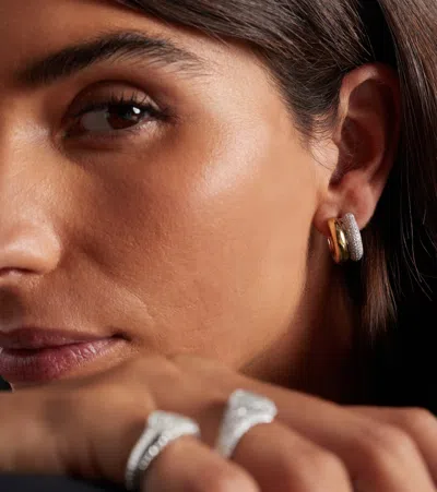 Yvonne Léon 9kt White And Yellow Gold Hoop Earrings With Diamonds In Multi