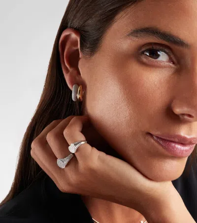 Yvonne Léon 9kt White And Yellow Gold Hoop Earrings With Diamonds In Multi