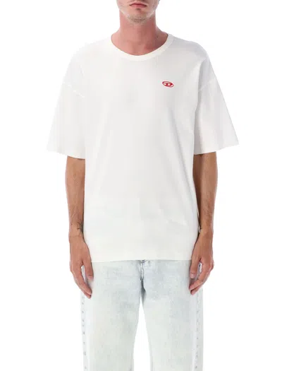 Diesel Solid Color T-diegor-d Crew-neck T-shirt With Oval D Patch In White