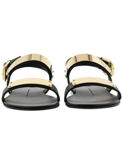 Shop Giuseppe Zanotti 'zak' Sandals In Black/ Gold