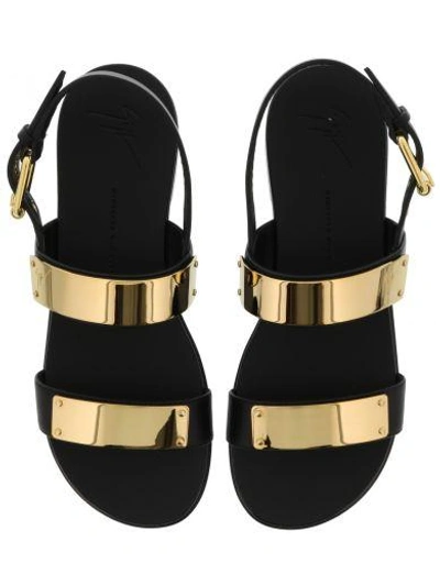 Shop Giuseppe Zanotti 'zak' Sandals In Black/ Gold
