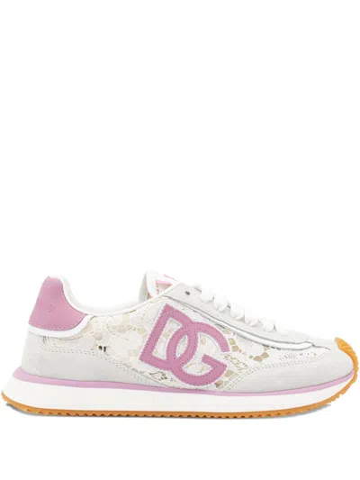 Dolce & Gabbana Dg Cushion Sneakers In Lace And Fabric