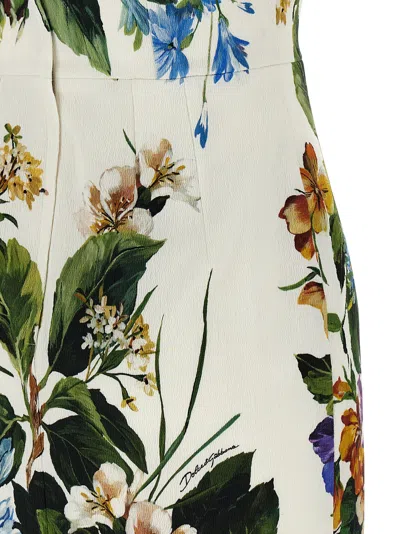 Dolce & Gabbana Midi Dress In Cretonne With A Bouquet Print In Multi