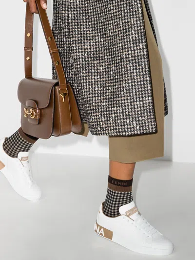 Dolce & Gabbana Portofino Leather Sneakers In White