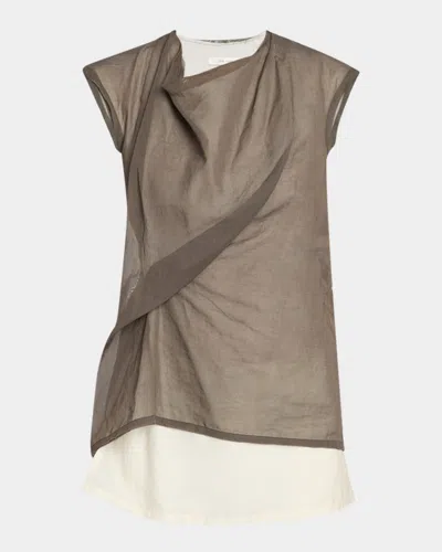 The Row Inawa Draped Layered Sleeveless Top In Brown