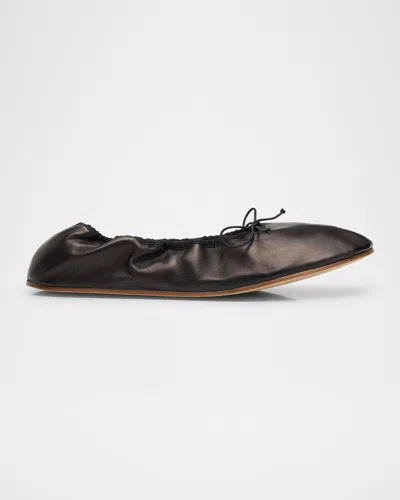 The Row 10mm Hereditas Leather Ballerina Flats In Black